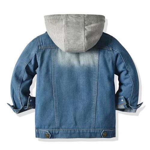 Kids BoyChildrens Denim Hoodie Black Jacket Coat