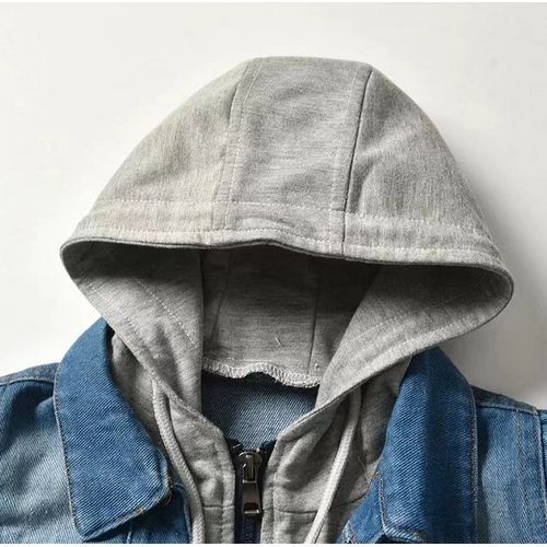 Kids BoyChildrens Denim Hoodie Black Jacket Coat