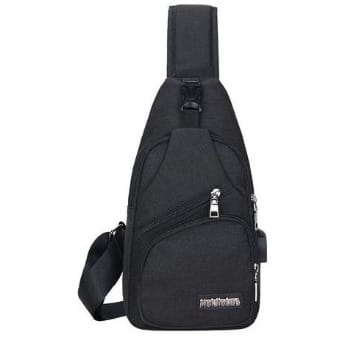 Cross Bag With Usb Charging Port -  Black