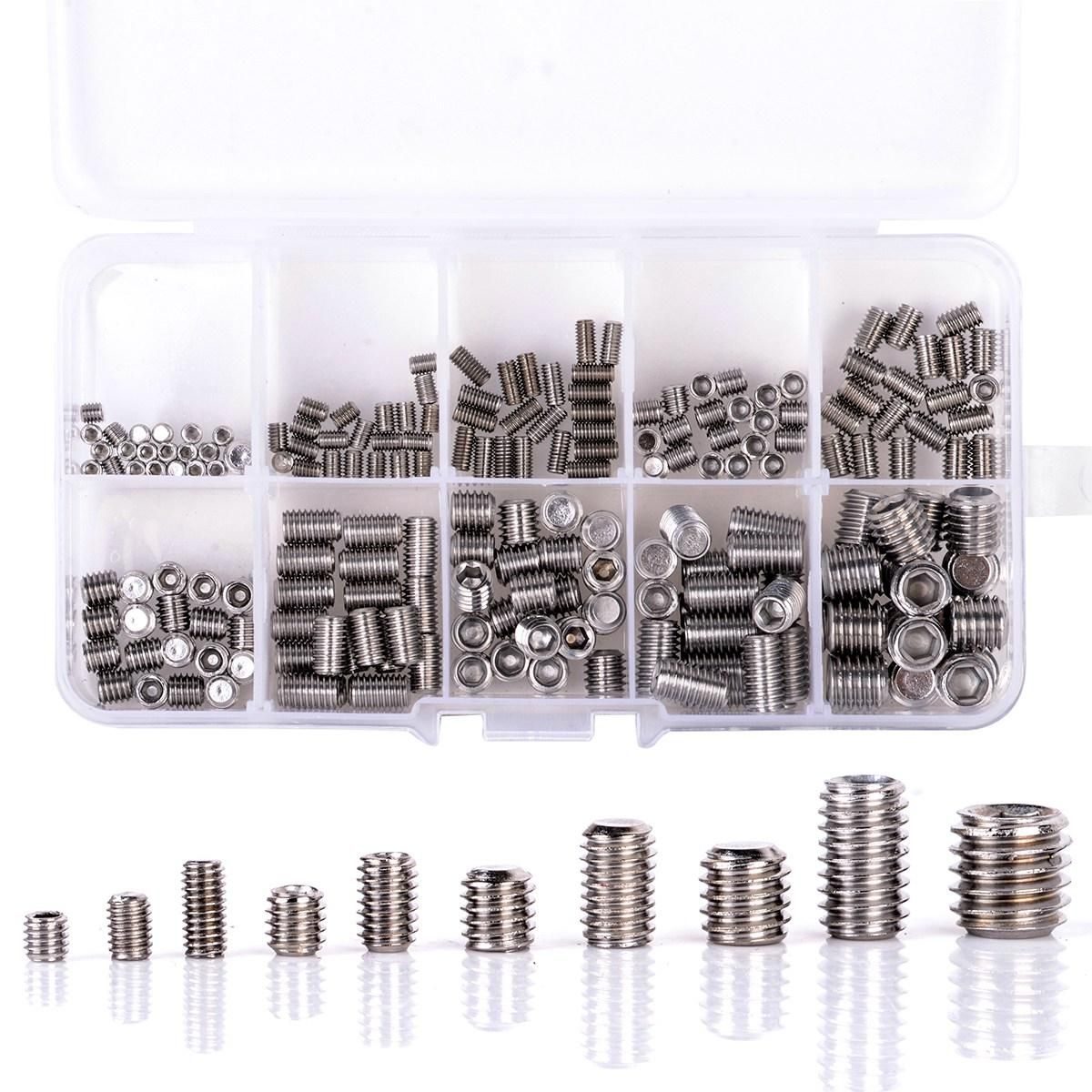 200Pcs 304 Stainless Steel Grub Screws Hex Socket Screw Assortment Kit Set M6M8