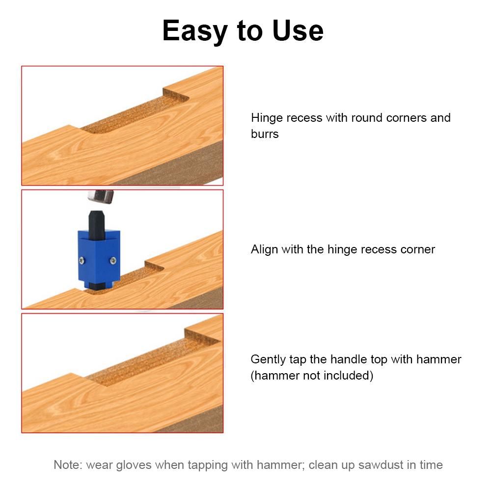 4 PCS Right Angle Corner Chisel Square DIY Punch Hinge Recess Corner Wood Chiseling Deburring for Door Drawer Frame Carpenters Woodworking Tool