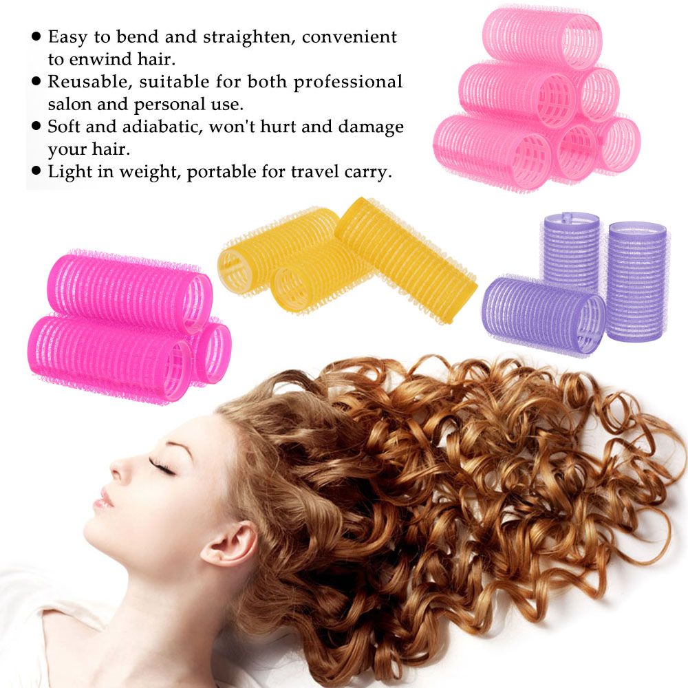 10pcs Large Self Grip Hair Rollers Pro Salon Hairdressing