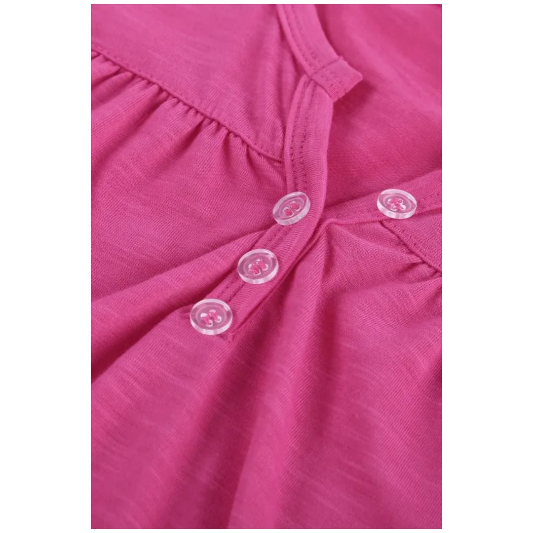 Mfed Rose Roll Up Short Sleeve Girls Top With Buttons