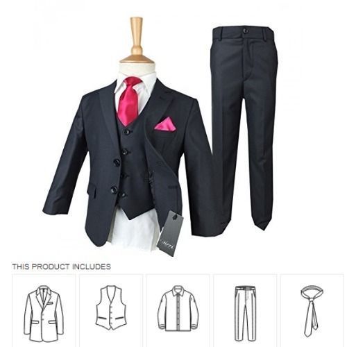3 Piece Smart Formal Suit For Boys- Including Shirt And Tie
