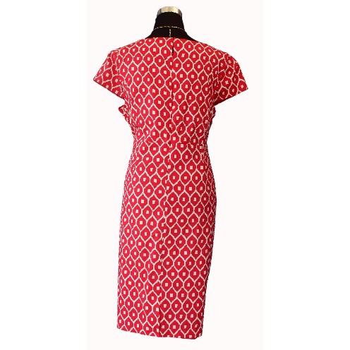 Coral and White Midi Dress