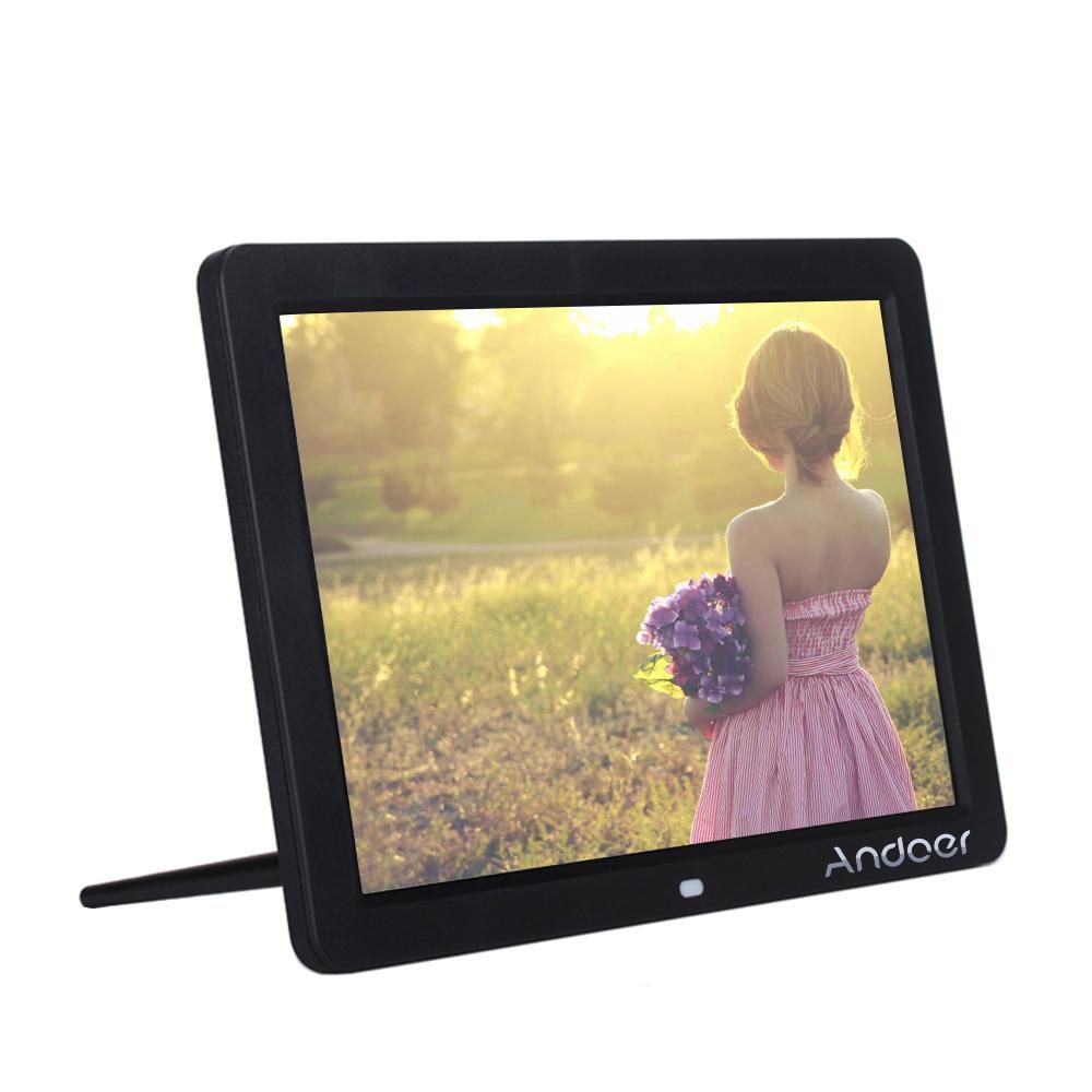 Andoer 12" Wide Screen HD LED Digital Picture Frame Digital Album High Resolution 1280*800 Electronic Photo Frame with Remote Control Multiple Functions Including LED Clock Calendar MP3 MP4 Movie Player Support Multiple Langu