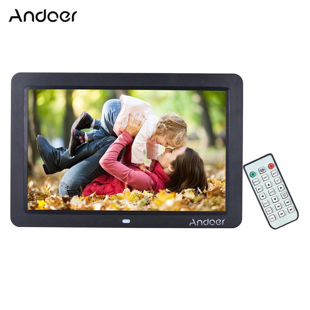 Andoer 12" Wide Screen HD LED Digital Picture Frame Digital Album High Resolution 1280*800 Electronic Photo Frame with Remote Control Multiple Functions Including LED Clock Calendar MP3 MP4 Movie Player Support Multiple Langu
