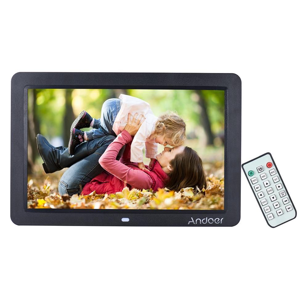 Andoer 12" Wide Screen HD LED Digital Picture Frame Digital Album High Resolution 1280*800 Electronic Photo Frame with Remote Control Multiple Functions Including LED Clock Calendar MP3 MP4 Movie Player Support Multiple Langu