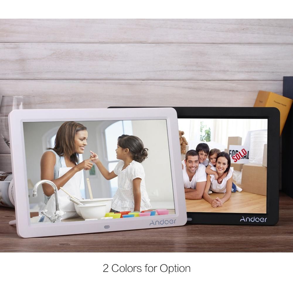 Andoer 12" Wide Screen HD LED Digital Picture Frame Digital Album High Resolution 1280*800 Electronic Photo Frame with Remote Control Multiple Functions Including LED Clock Calendar MP3 MP4 Movie Player Support Multiple Langu