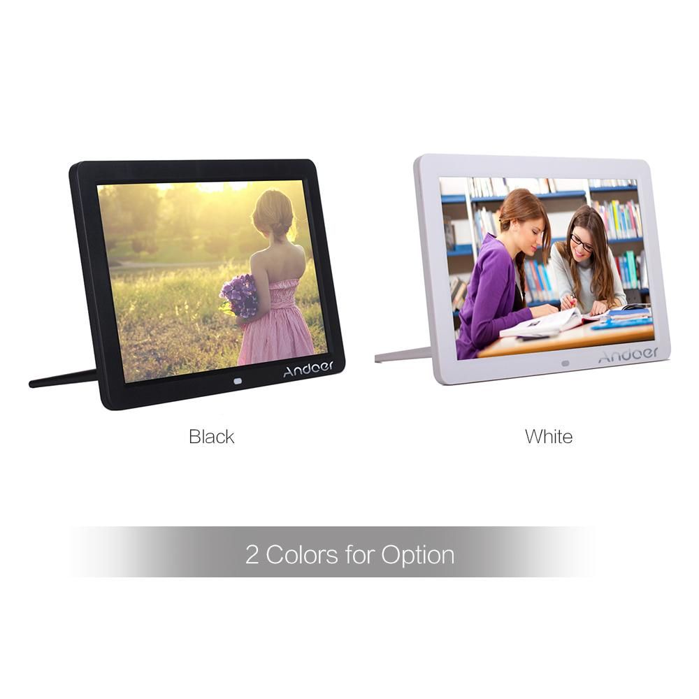 Andoer 12" Wide Screen HD LED Digital Picture Frame Digital Album High Resolution 1280*800 Electronic Photo Frame with Remote Control Multiple Functions Including LED Clock Calendar MP3 MP4 Movie Player Support Multiple Langu