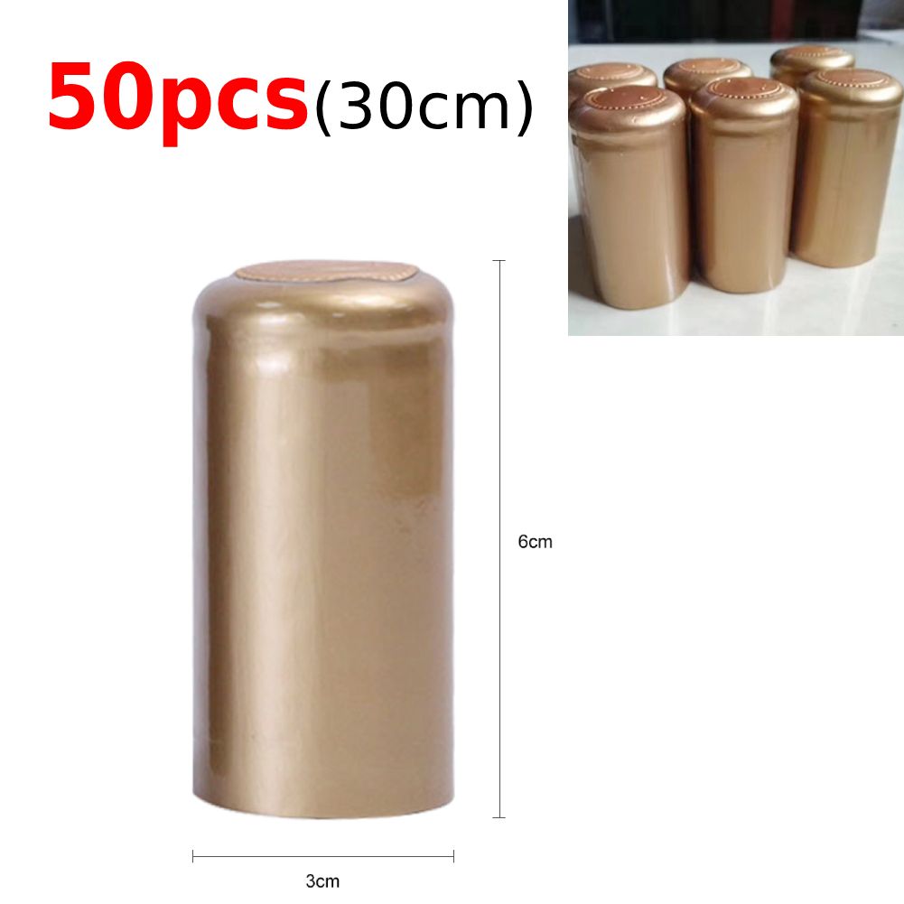 50pcs Wine Bottle Heat Shrink Capsules Cover Sealing Red Wine Heating Shrinkable Caps Airtight Shrinking Beer Film Wrapping