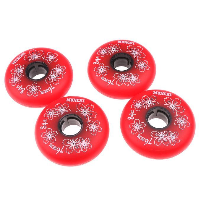 4 Pieces Inline Roller Hockey Fitness Skate Replacement Wheel 76mm Red