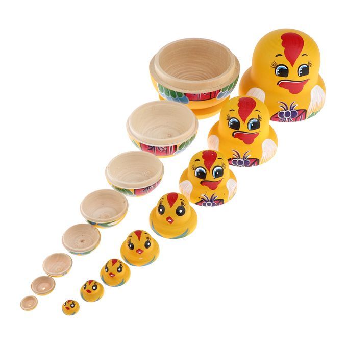 10pcs Cute Russian Wooden Hand Painted Nesting Dolls Kids Toys