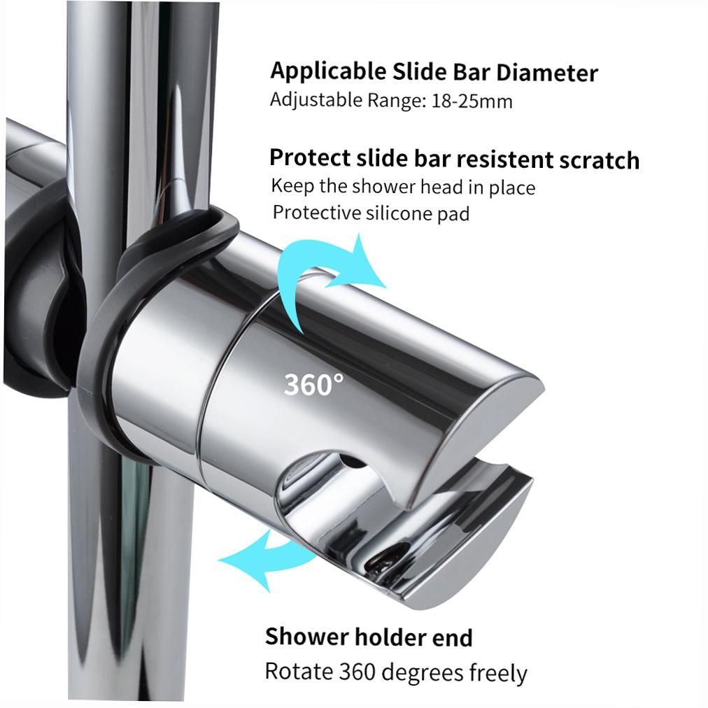 Adjustable Hand Shower Bracket for Slide Bar 18-25MM Diameter Polished Chrome Replacement Handheld Shower Head Holder