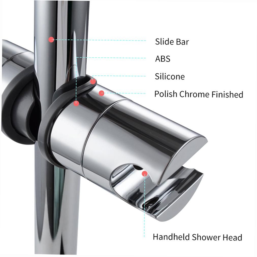 Adjustable Hand Shower Bracket for Slide Bar 18-25MM Diameter Polished Chrome Replacement Handheld Shower Head Holder