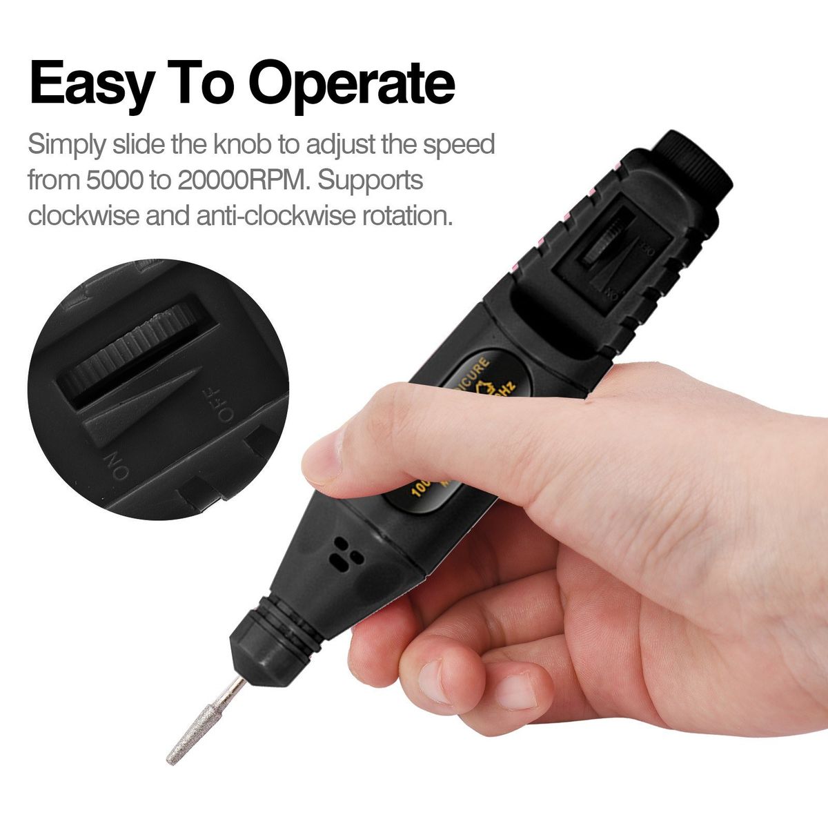 Electric Nail Drill Polish Kit 20000 RPM USB Rechargeable 500mAh Nail Drill Pen Manicure Pedicure Machine With 6 Drill Bits For Home Salon Use