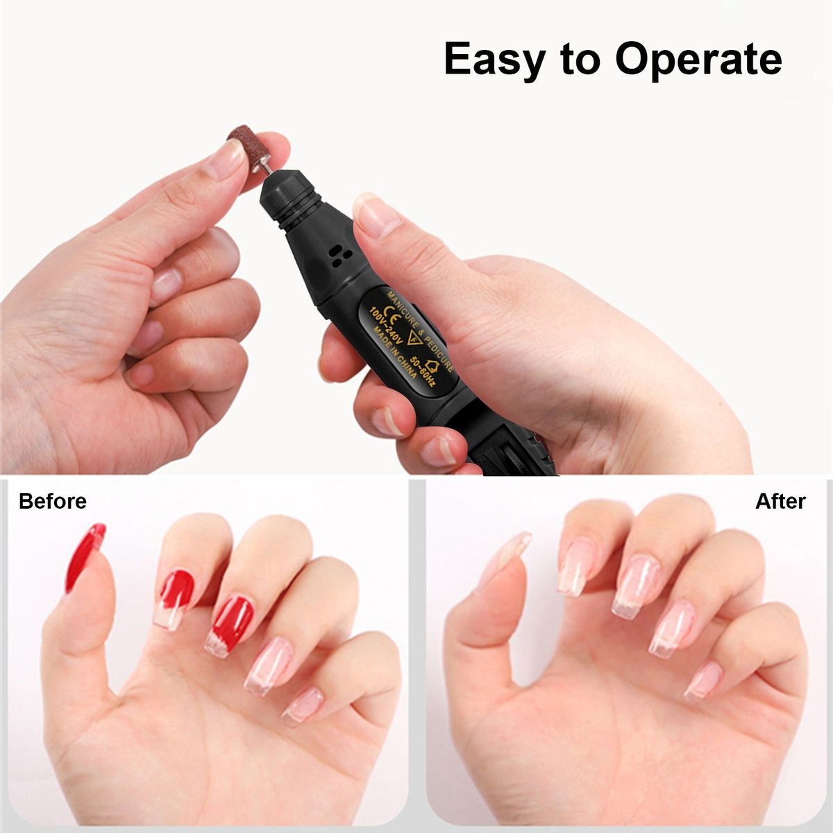 Electric Nail Drill Polish Kit 20000 RPM USB Rechargeable 500mAh Nail Drill Pen Manicure Pedicure Machine With 6 Drill Bits For Home Salon Use