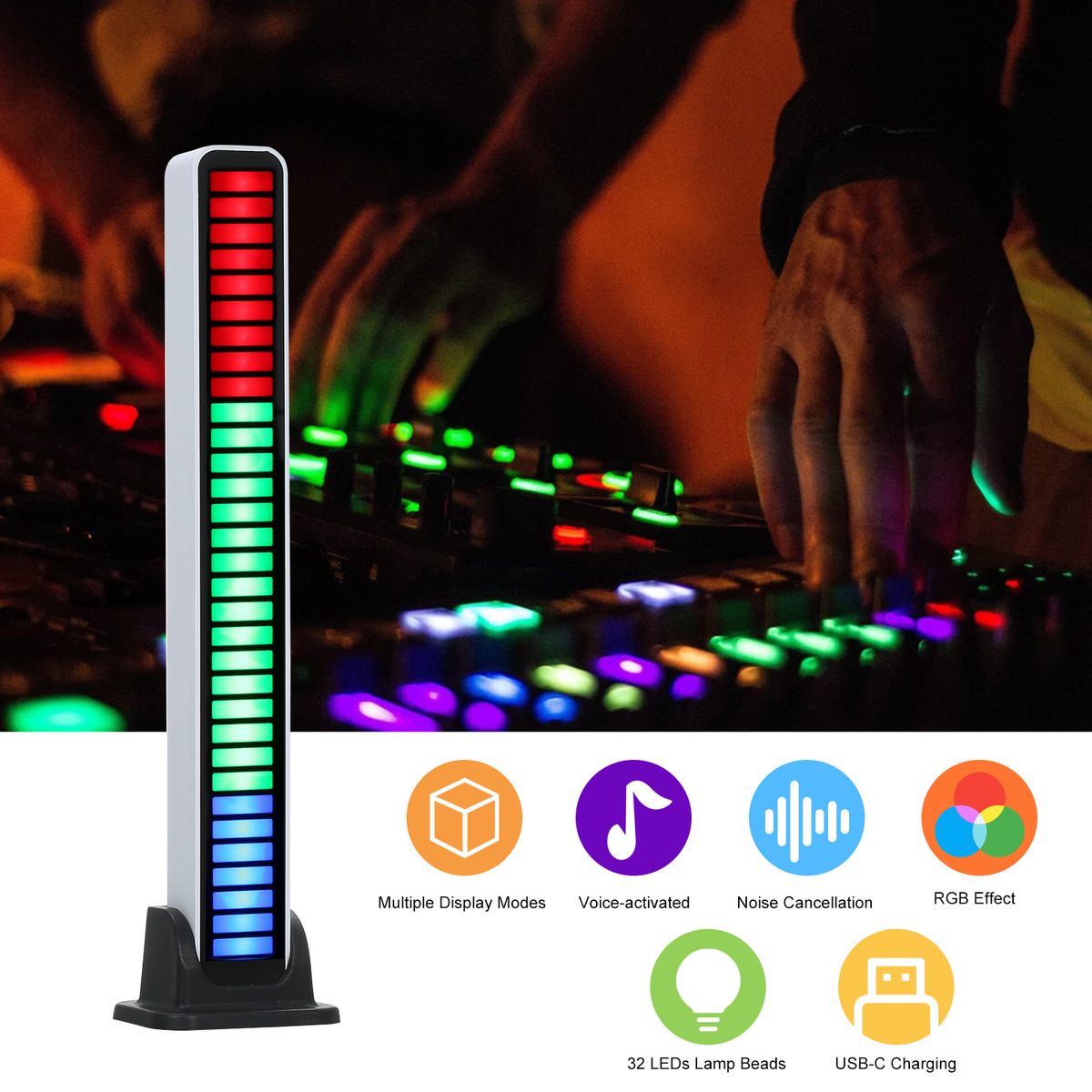 Pickup Rhythm Light 32-Bit Music Level Indicator USB RGB