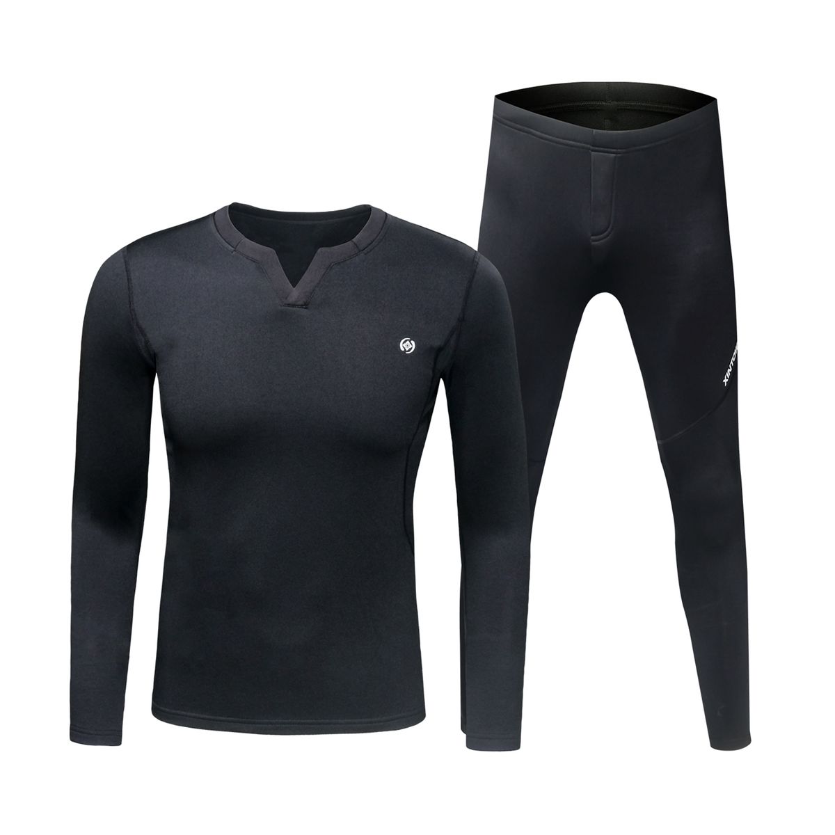 2PCS Men Winter Thermal Underwear Fleece Lining Thick Warm V
