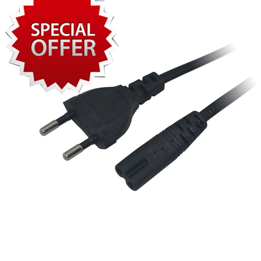 For PS2 For PS3 Slim EU Plug 2-Prong Port AC-