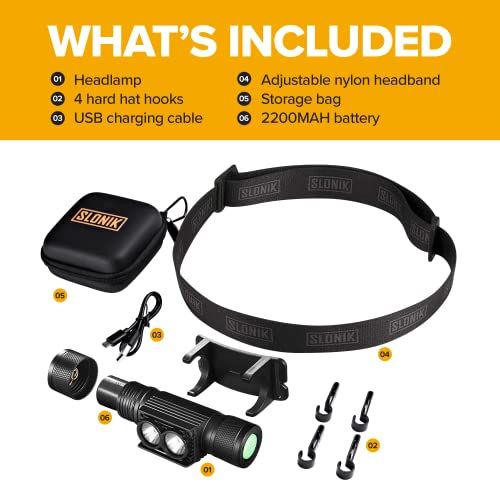 SLONIK Rechargeable Headlamp  1000 Lumen Waterproof CREE LED
