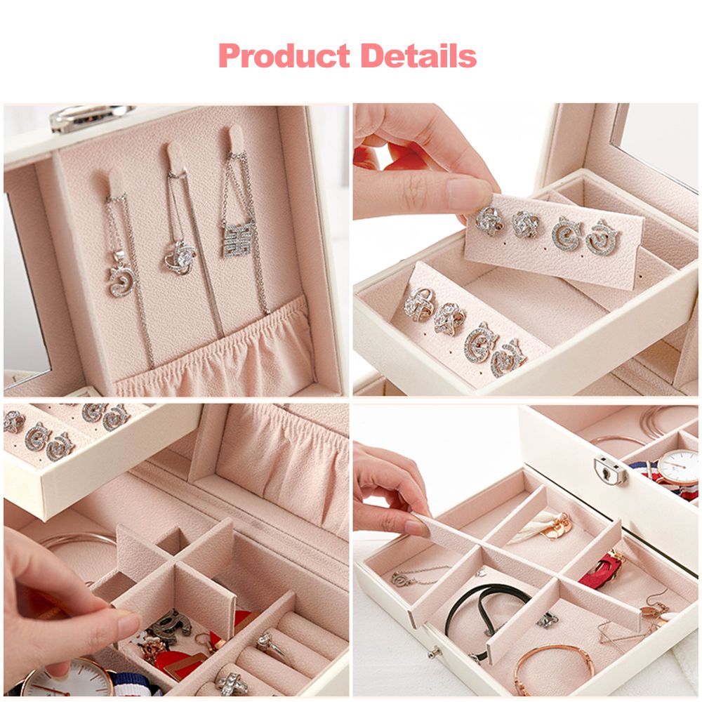 Multi-functional Jewelry Box PU Leather Jewelry Storage Case