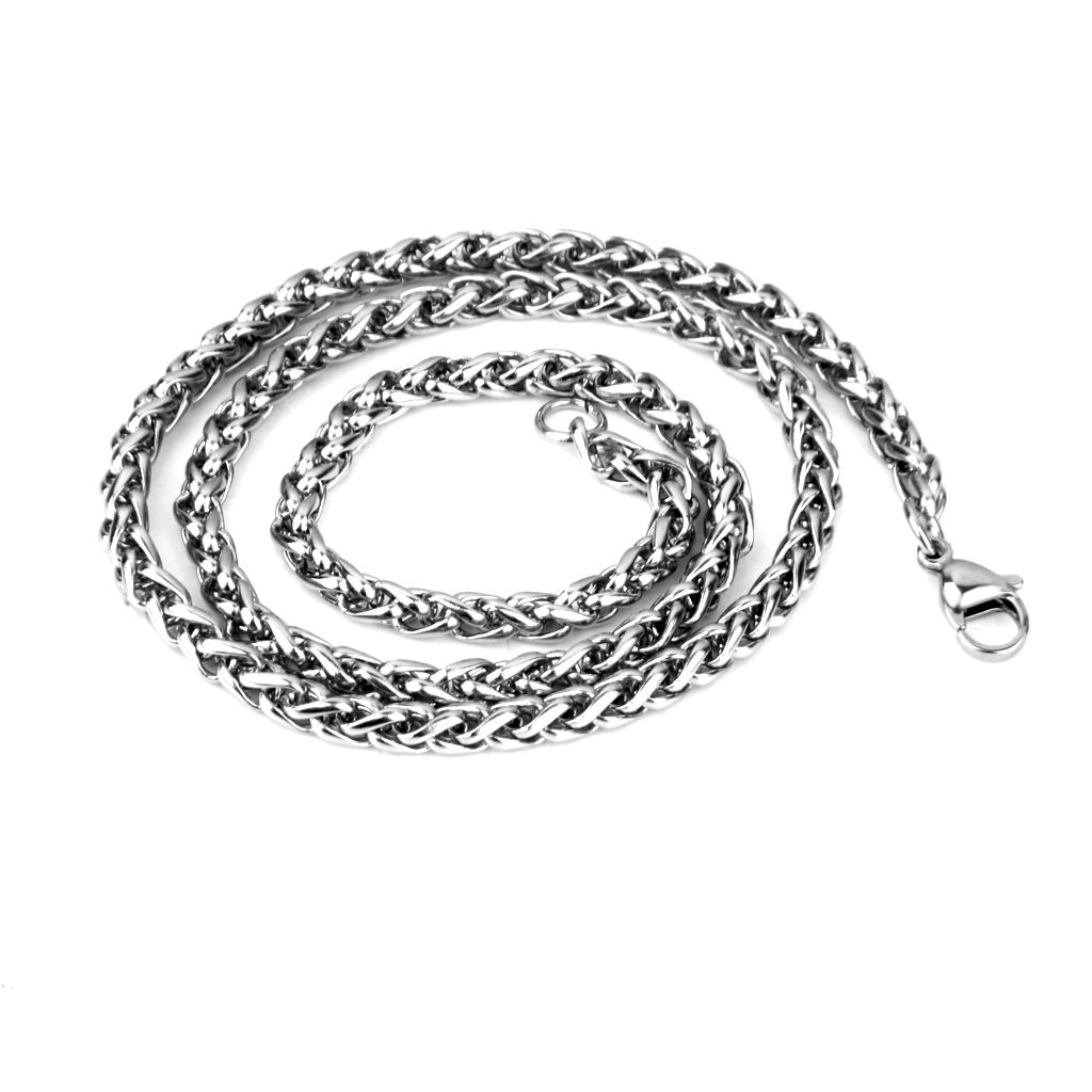SILVER STAINLESS STEEL 18 20 22 24 26 28 INCH CURB 3/4MM CHAIN LINK