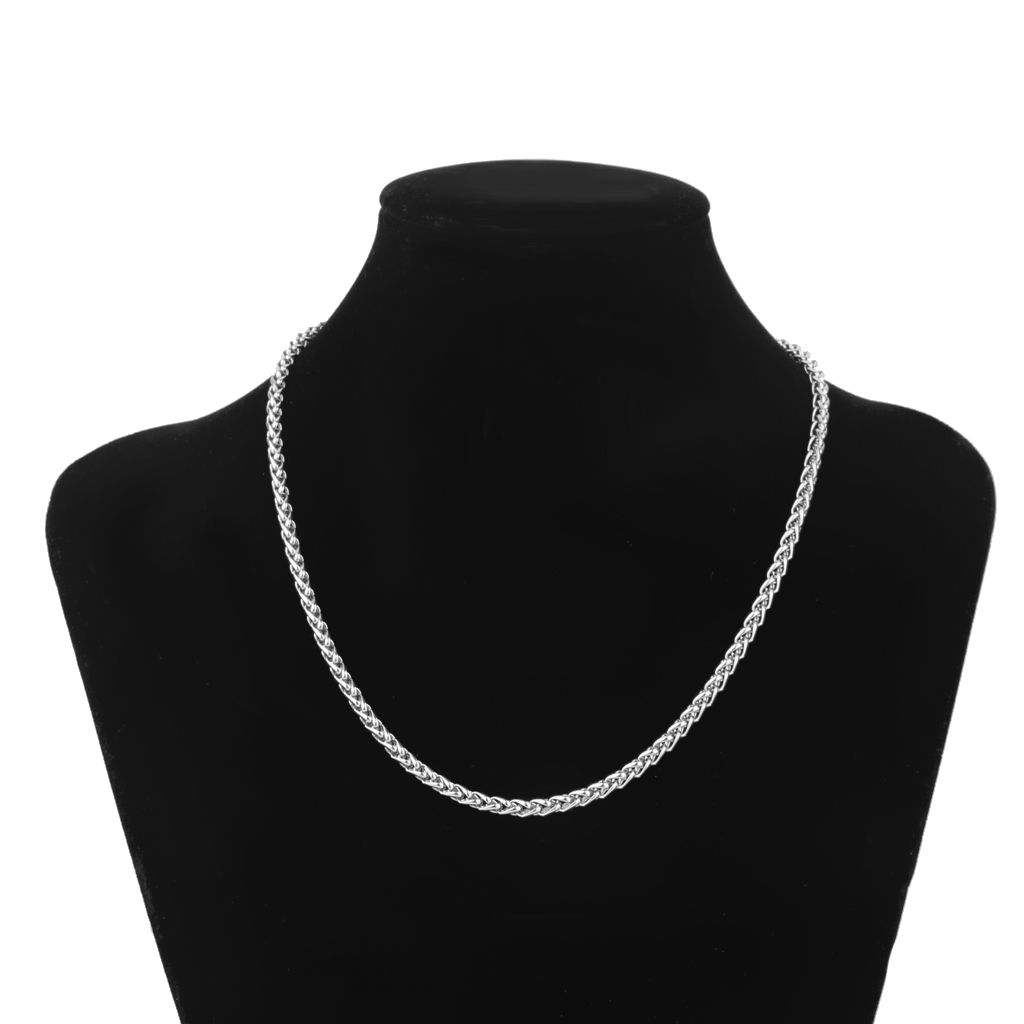SILVER STAINLESS STEEL 18 20 22 24 26 28 INCH CURB 3/4MM CHAIN LINK