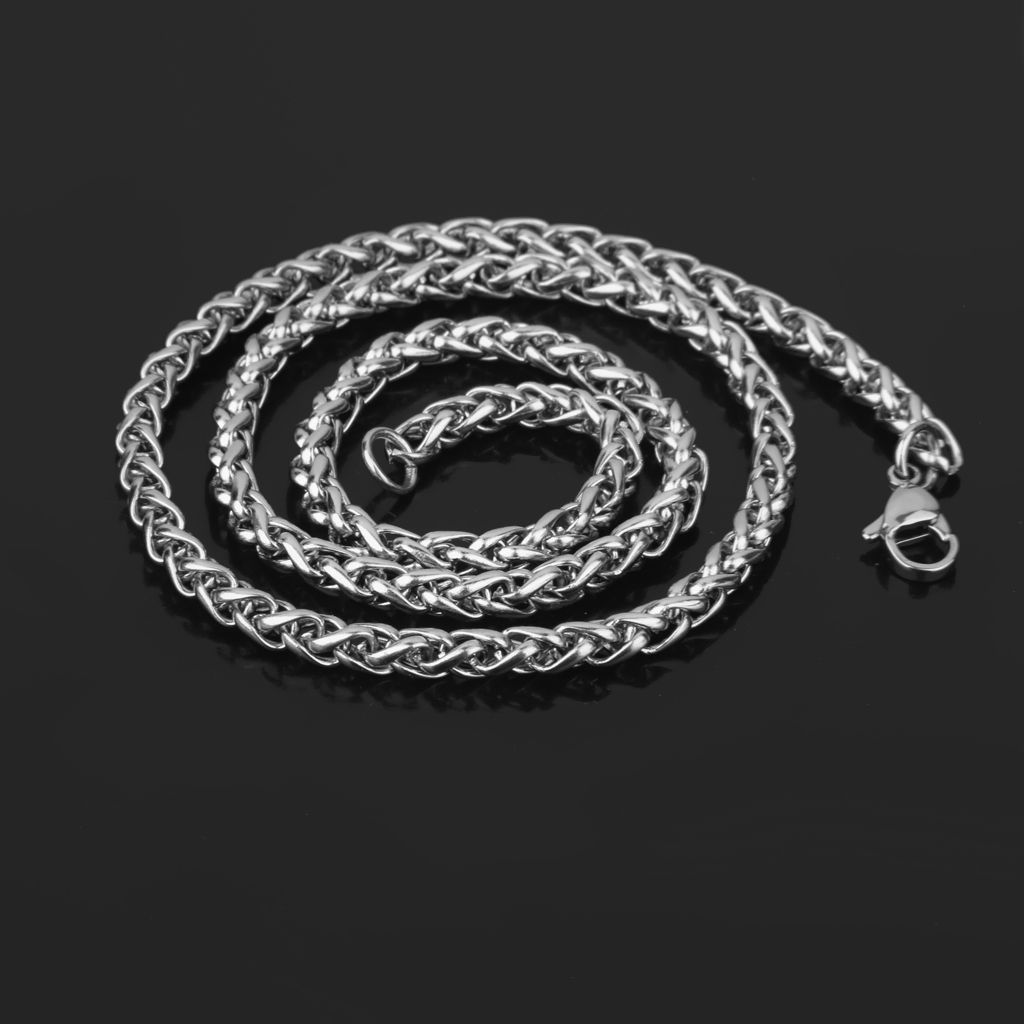 SILVER STAINLESS STEEL 18 20 22 24 26 28 INCH CURB 3/4MM CHAIN LINK