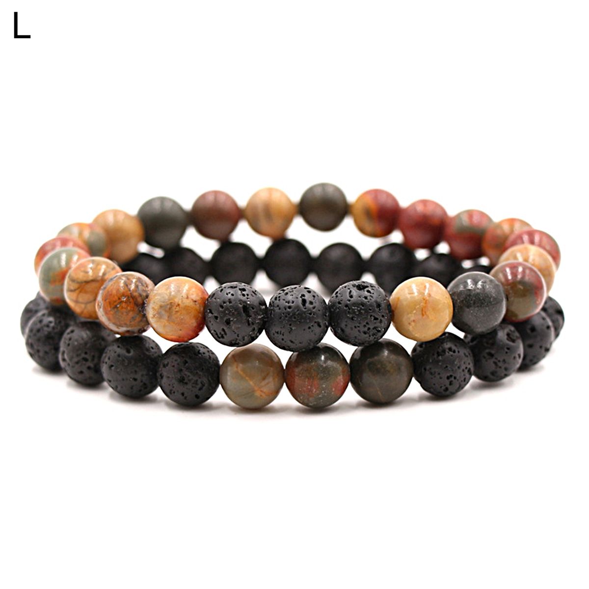 2Pcs Beaded Bracelet Couples Distance Black White Bracelet L