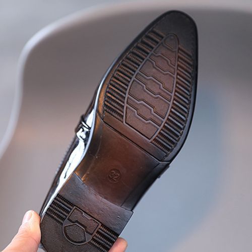 Boys' Leather British Style Low-heel Student Shoes Pointed Toe Shoes Black Red