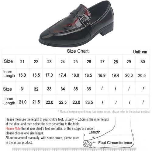 Boys' Leather British Style Low-heel Student Shoes Pointed Toe Shoes Black Red