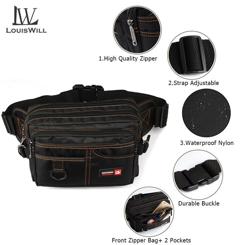 LouisWill Men Waist Pack Water-resistant Hiking Cycling Bag