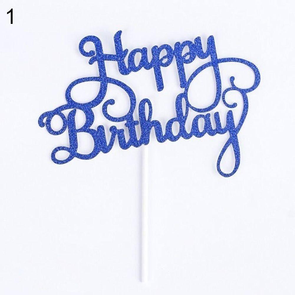 1Pc Happy Birthday Dessert Cake Topper Inserted Card-Gold