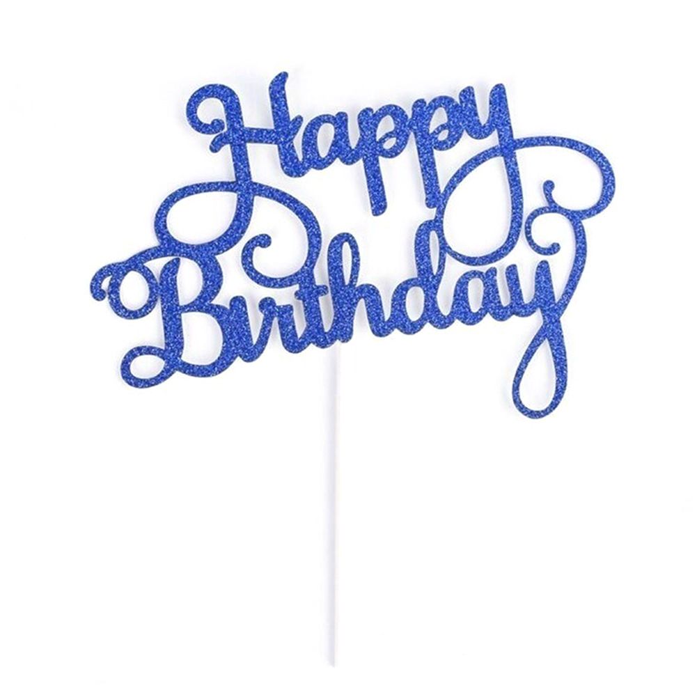 1Pc Happy Birthday Dessert Cake Topper Inserted Card-Gold