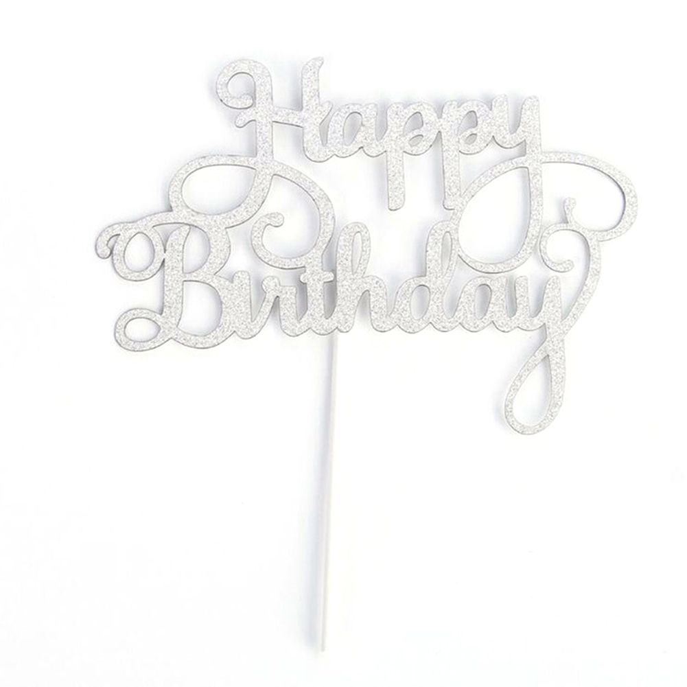 1Pc Happy Birthday Dessert Cake Topper Inserted Card-Gold