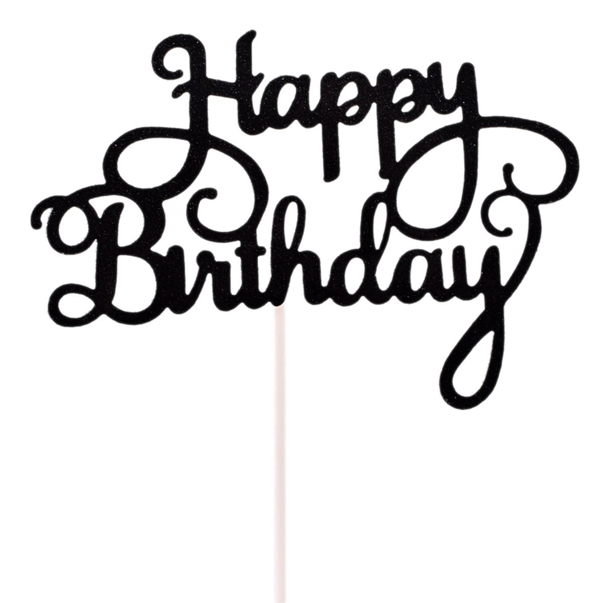 1Pc Happy Birthday Dessert Cake Topper Inserted Card-Gold