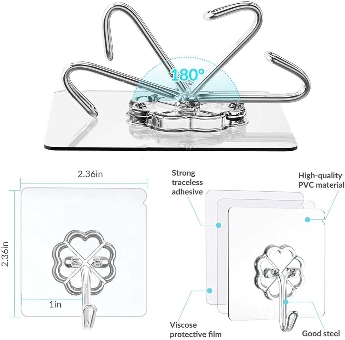 12pcs Hook Hanger For Tile Wall Bathroom