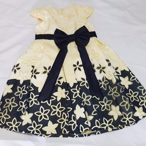 Girls Edge Pattern Bulb Dress - Yellow & Black
