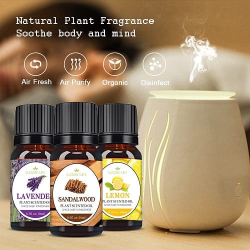 Plant Scented Diffuser Massage Aromatherapy Oil - Sandalwood, Lemon & Lavender - 3pcs - 10ml