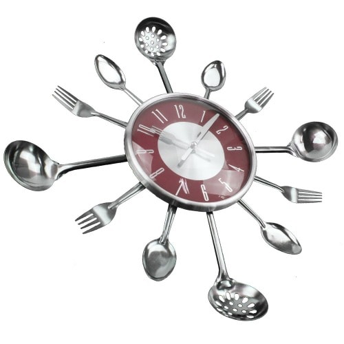 Kitchen Cutlery Wall Clock With Forks And Spoons For Home Decor - 14