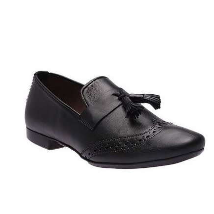 Patterned Slip-ons With Tassels - Black