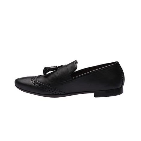 Patterned Slip-ons With Tassels - Black