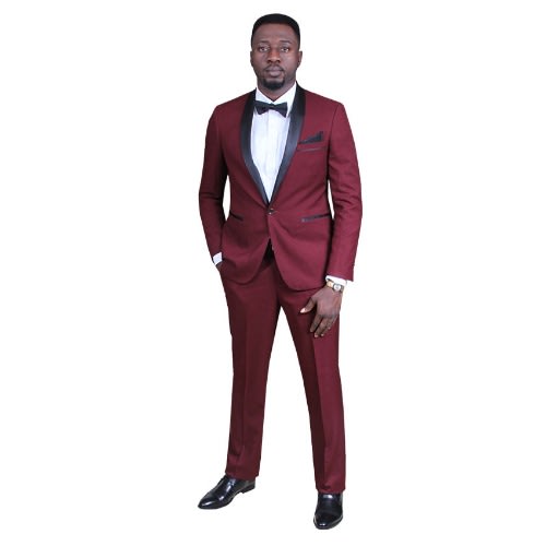 Tuxedo Italian Wool Blend Suit-Wine - MS-3741