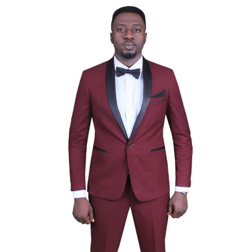 Tuxedo Italian Wool Blend Suit-Wine - MS-3741