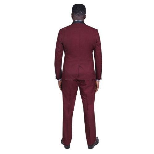 Tuxedo Italian Wool Blend Suit-Wine - MS-3741