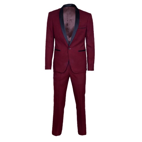 Tuxedo Italian Wool Blend Suit-Wine - MS-3741