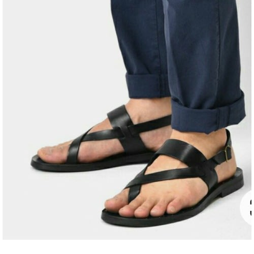 Leather Male Sandals - Black
