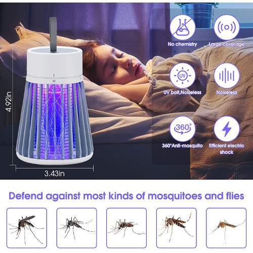 Usb Led Rechargeable Mosquito And Fly Killer Indoor Light With Hanging Loop