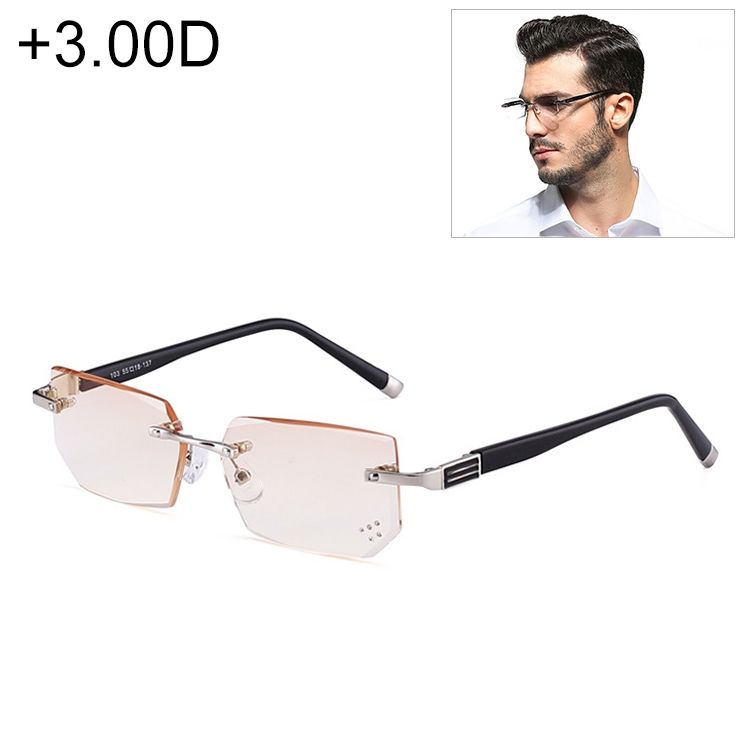 Men Anti Blue-ray Rimless Presbyopic Glasses, +3.00D